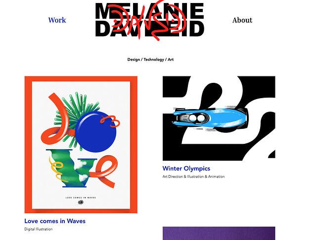 best personal website examples: melanie daveid
