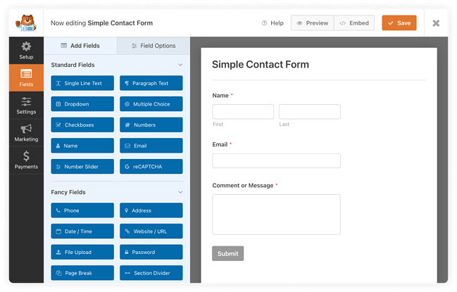 email send form builder plugin: wpforms