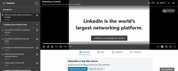 LinkedIn Learning marketing course