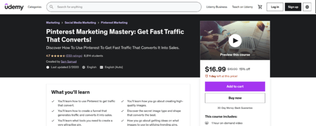 Udemy Pinterest Marketing Mastery