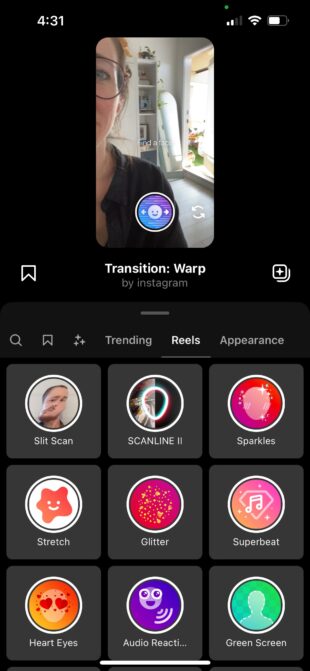 How to use transition effects in Instagram Reels
