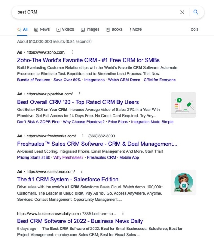 google search results for "best CRM"