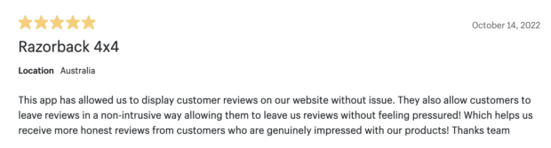 Razorback 4x4 customer review