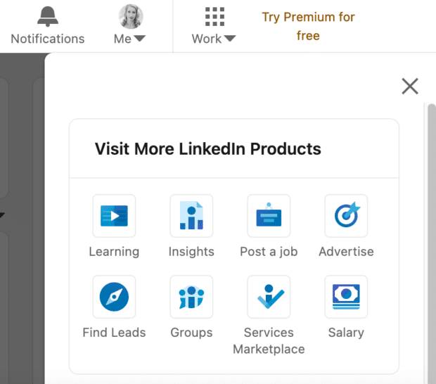LinkedIn products including learning insights and groups