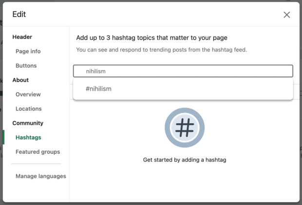choose relevant hashtags from list of topics