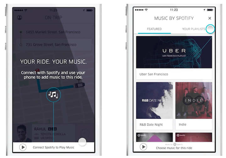 partner marketing examples - uber and spotify