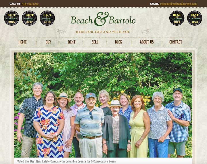 real estate website examples - beach bartolo's homepage