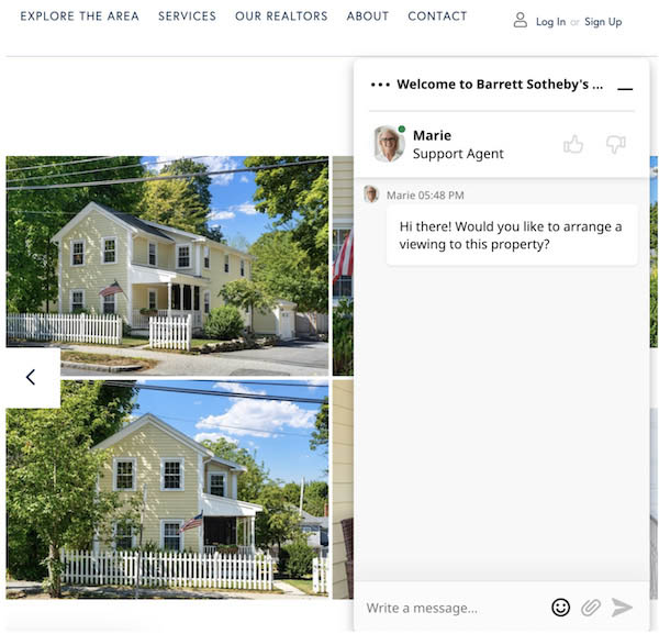 real estate website design examples - southeby's live chat