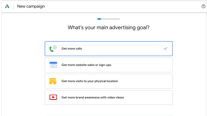 types of google ads - example of smart campaign prompt example screenshot