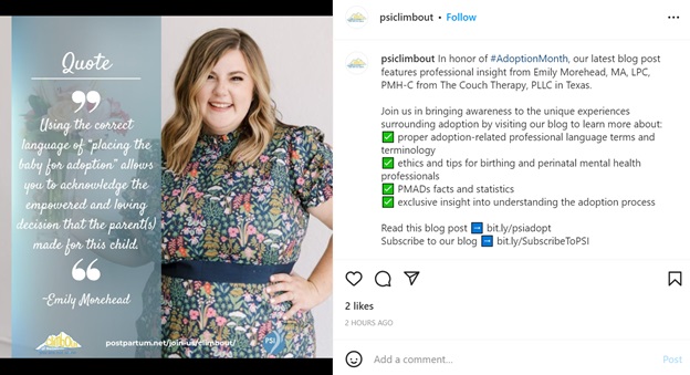 inclusive holiday marketing ideas - example instagram post for adoption month