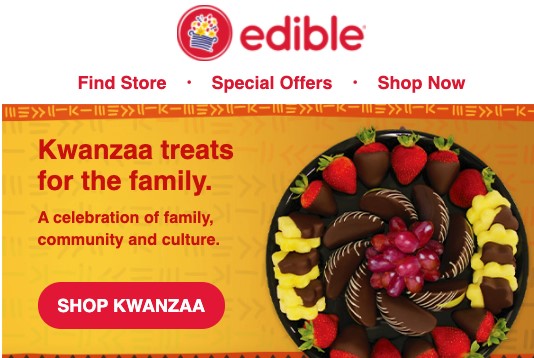 inclusive holiday marketing ideas - kwanzaa product positioning in an example email