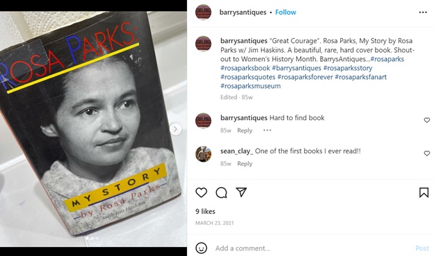 inclusive holiday marketing ideas - rosa parks day example instagram post