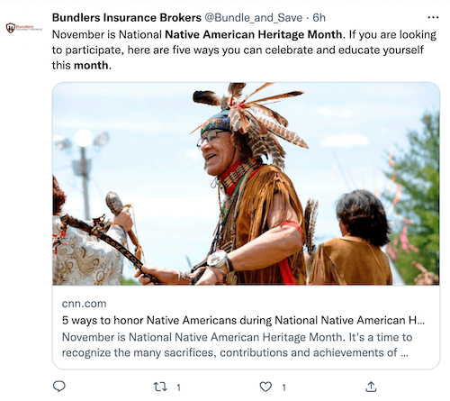 native american heritage month tweet