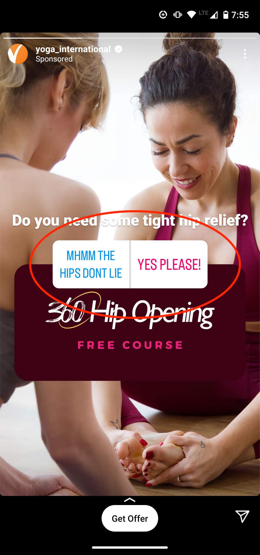Yoga International hip opening question button