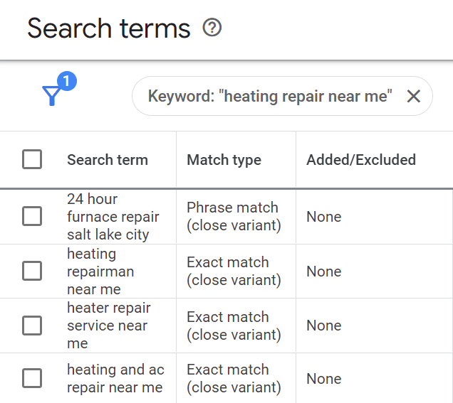Google Ads search terms report