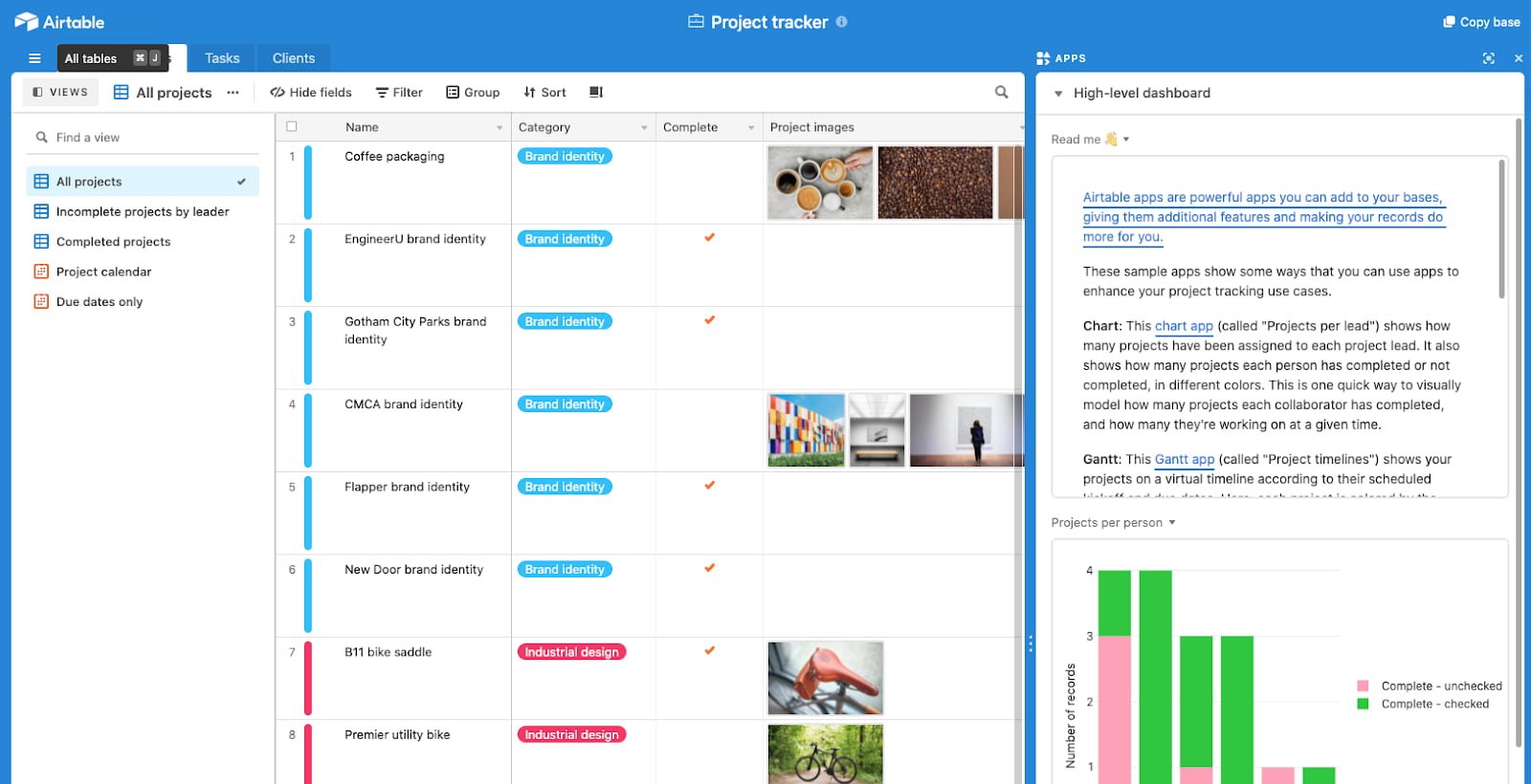 Project management tool by Airtable