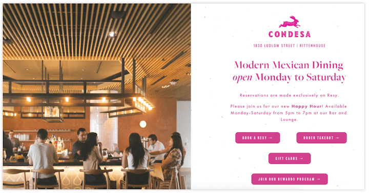restaurant website design examples - condesa