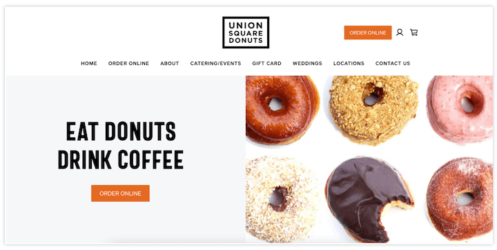 restaurant website design examples - union square donuts