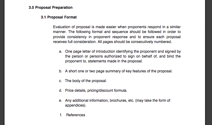 Government of Nova Scotia proposal preparation and format