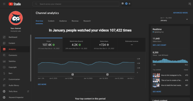 YouTube metrics views watch time and subscribers