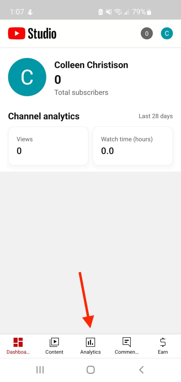 YouTube Studio channel analytics