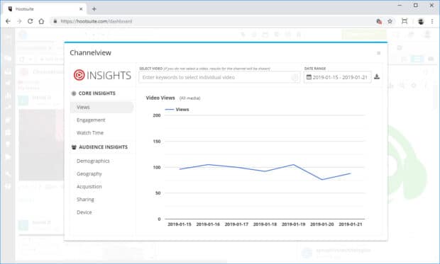 Channelview Insights App report Hootsuite integration