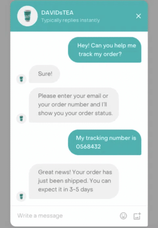 David’s Tea order tracking AI chatbot