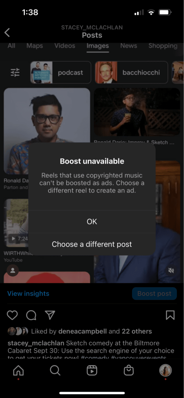 boost unavailable reels that use copyrighted music can't be boosted as ads