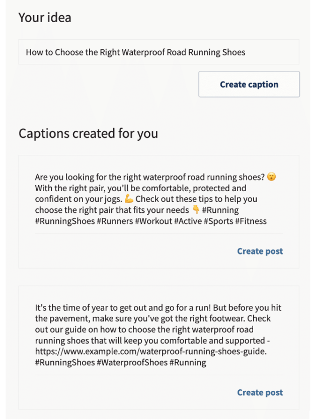 your idea and captions created for you