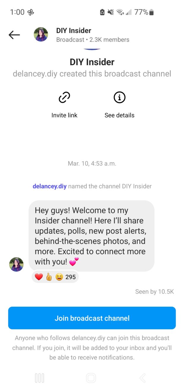 DIY insider join broadcast channel