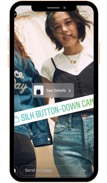 How to sell on Instagram - screenshot of a Story with shoppable stickers