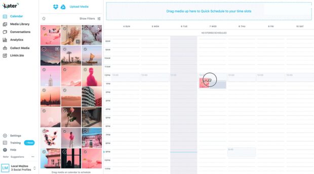 Later calendar for quick scheduling