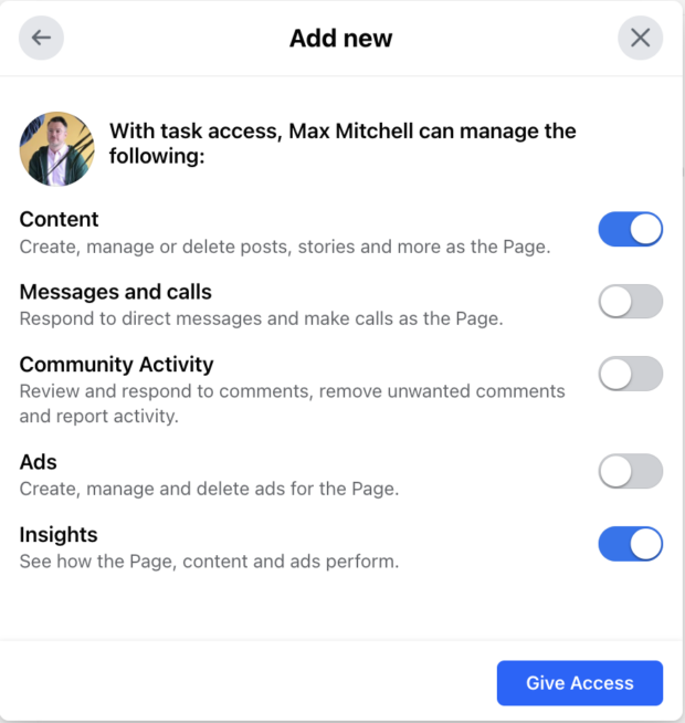 Task Access Manage Content and Insights