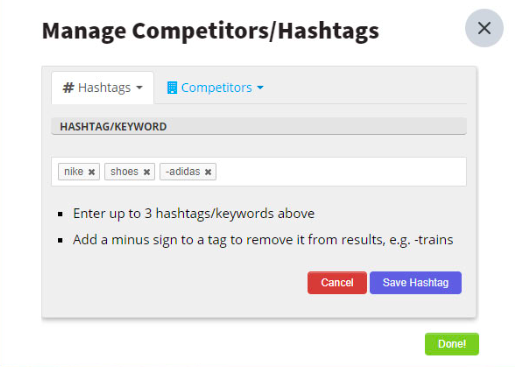 Panoramiq Watch Manage Competitors and Hashtags