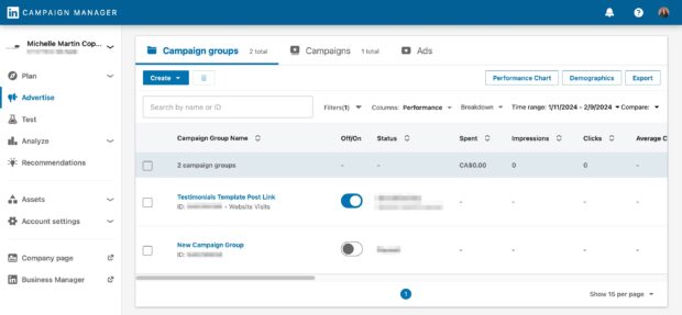 Create Ad on LinkedIn campaign manager