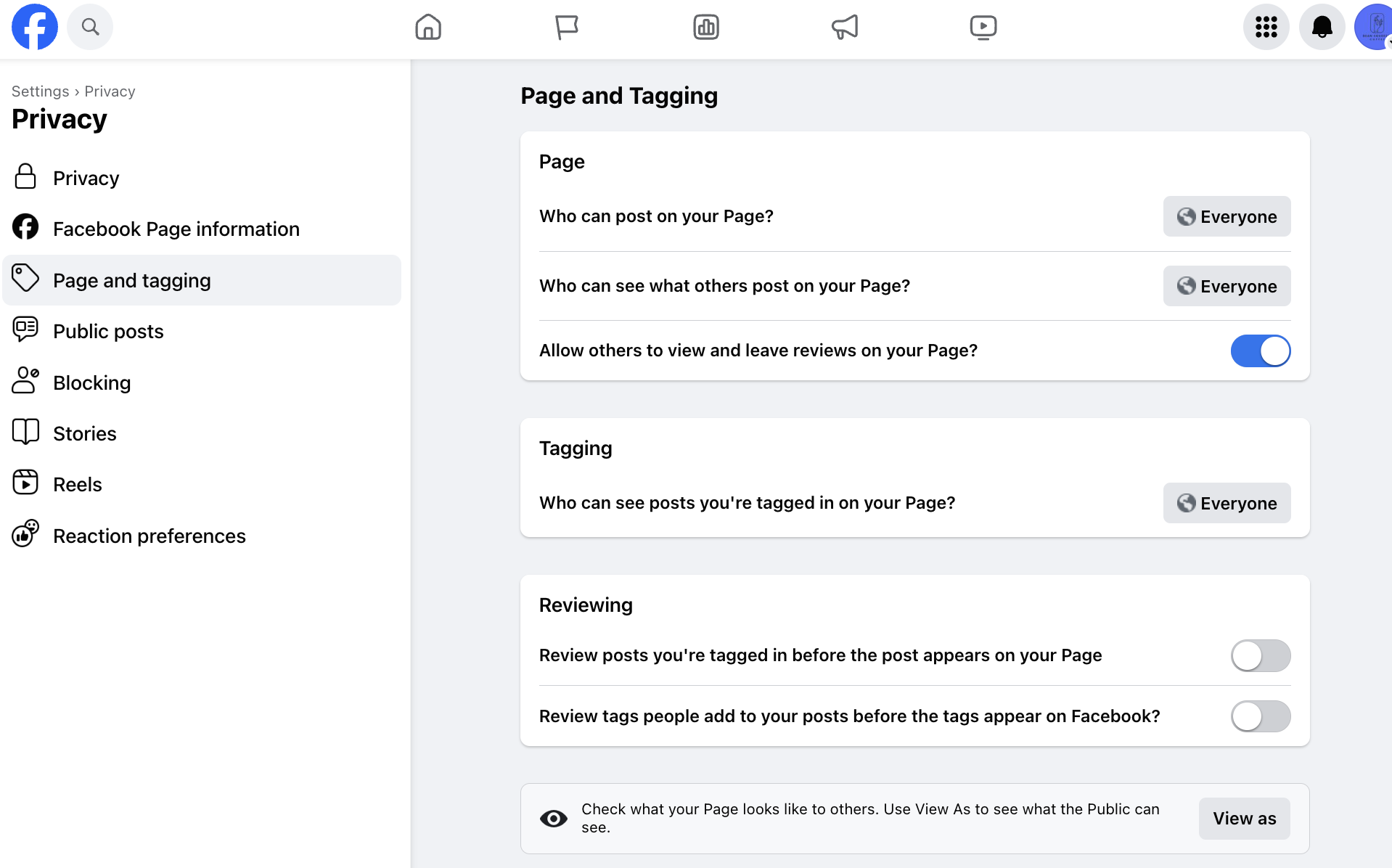 Privacy Page and Tagging