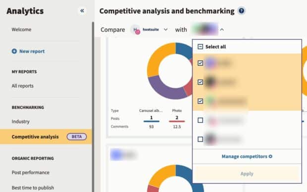 Social media competitor analysis in Hootsuite Analytics: Selecting a competitor