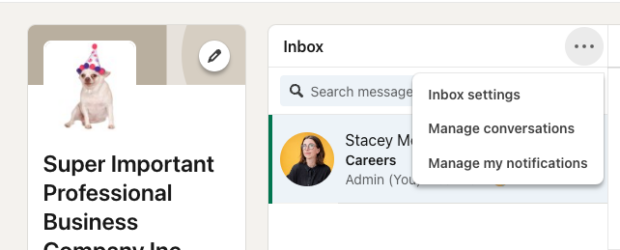Managing notifications for LinkedIn messages