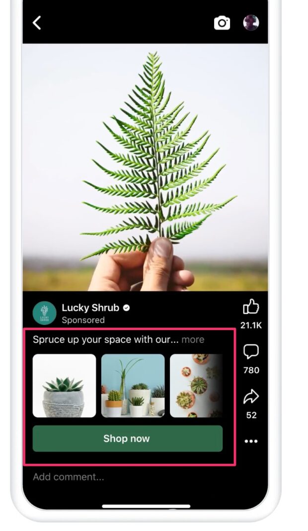 Lucky Shrub plants shop now catalog product carousel ads