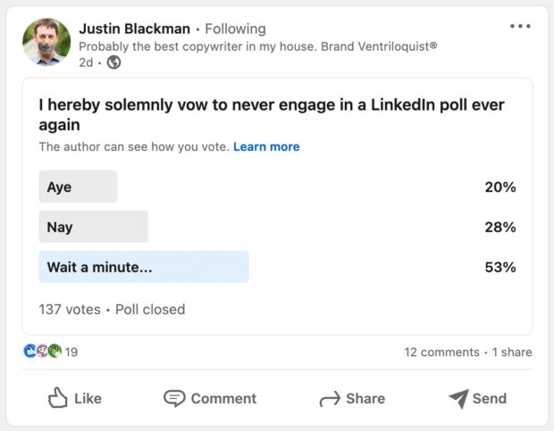 LinkedIn Poll voting options