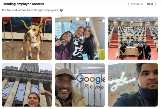 various employee ugc photos shown in grid on google linkedin page
