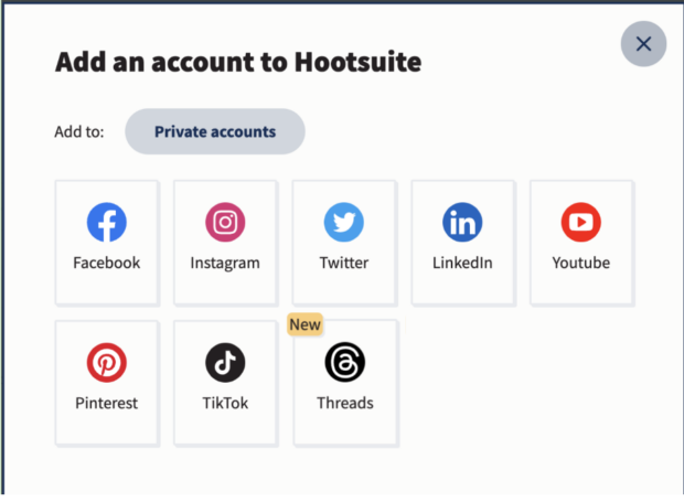 Connecting Threads account to Hootsuite account