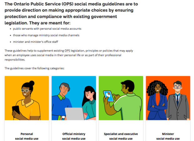 Ontario Public Service social media guidelines for protection and compliance with government legislation
