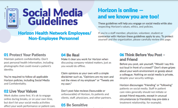Horizon health network employee and non-employee personnel guidelines