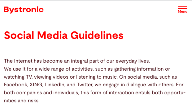 Bystronic social media guidelines 