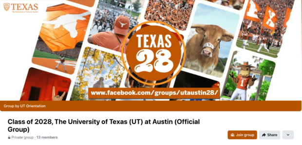 Class of 2028 University of Texas Facebook group
