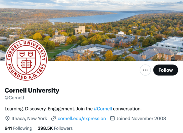 Cornell University Twitter X bio learning discovery engagement