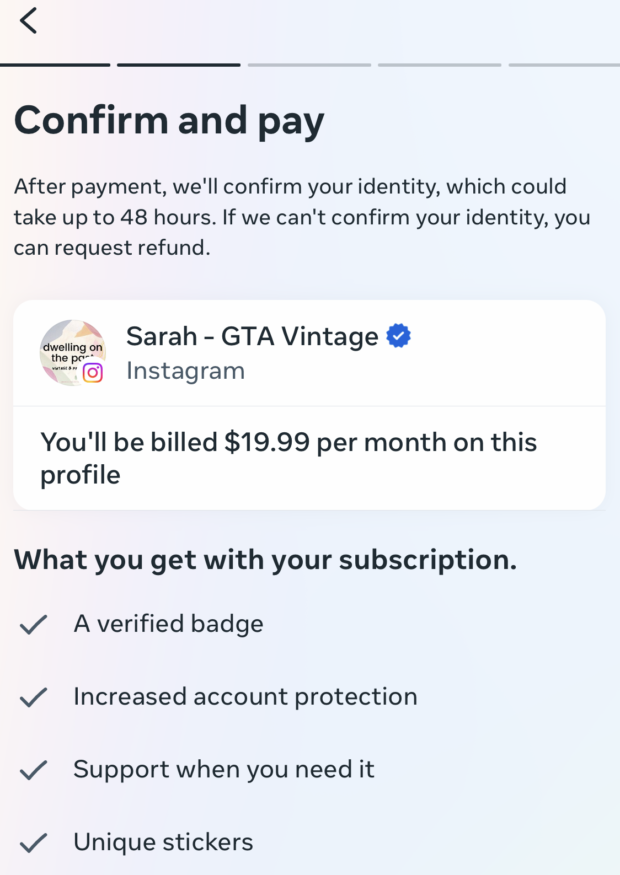 Confirm identity and sign up for monthly subscription