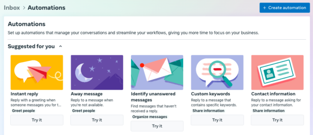 Meta Business Suite Inbox automations