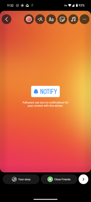 notify sticker in Instagram Stories